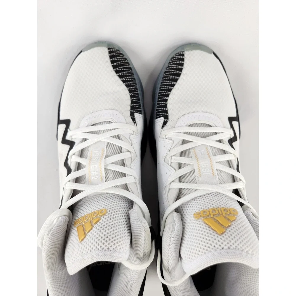 Adidas Men's D.O.N. Issue #2 Basketball Shoes White‎ Black Gold Sneakers Size 12